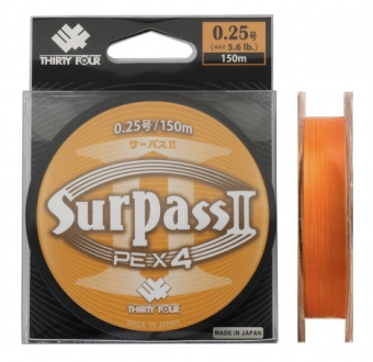 Плетеный шнур THIRTY 34 FOUR SURPASS II 150M ORANGE японское качество от производителя THIRTY 34 FOUR